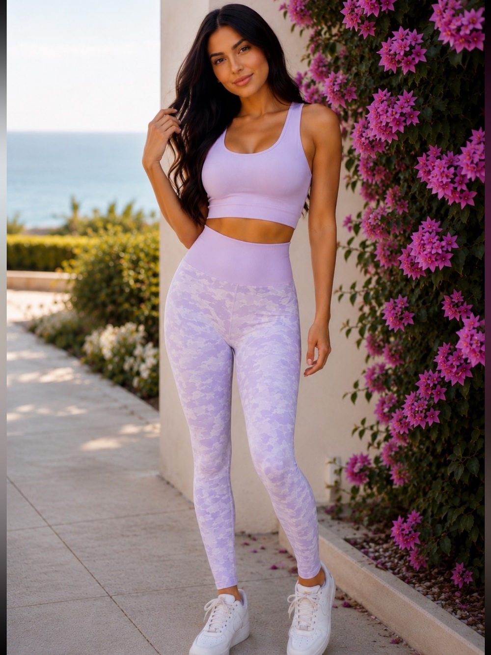 NVGTN Lavender Camo Seamless Leggings Size S High Rise Gym Yoga - Picture 11 of 11